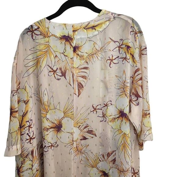 Gypsies & Moondust Sheer Boho Pink Gold Dot Floral Duster Size Medium NWOT - Picture 9 of 12